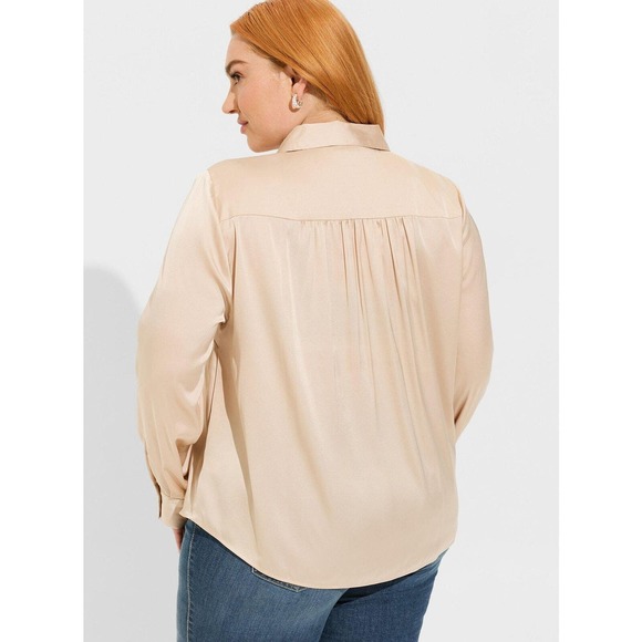 NWT Torrid Madison Satin Button Up Long Sleeve Shirt Blouse Top Plus Size 2 2X - Picture 7 of 9